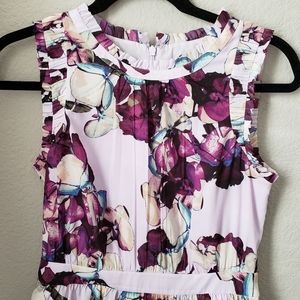 Banana Republic purple floral tiered dress 4 Petit
